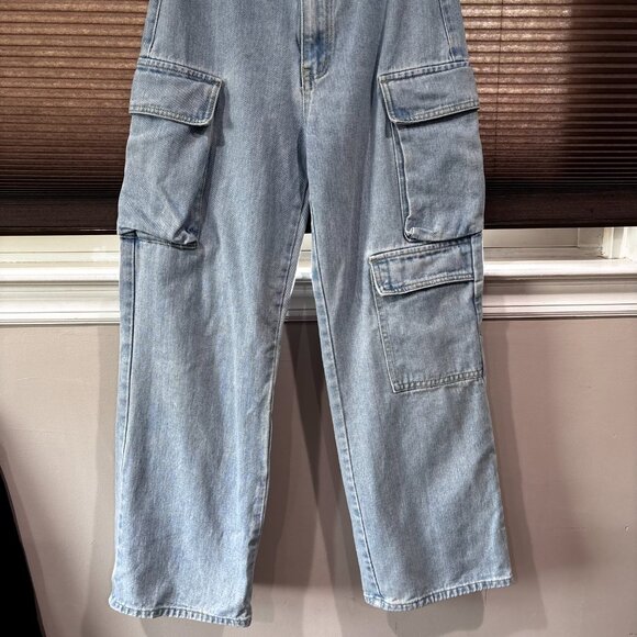 Pretty Little Thing Petite US SZ: 6 Blue Denim Cargo pants - Picture 4 of 13